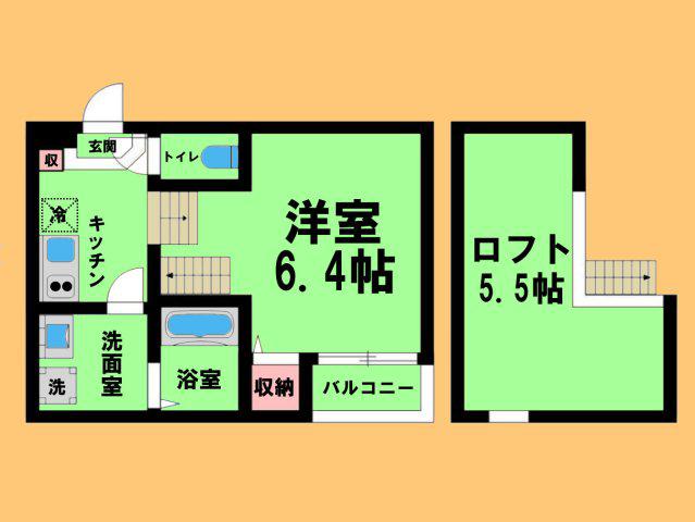 ハーモニーテラス水切町(1K/1階)の間取り写真
