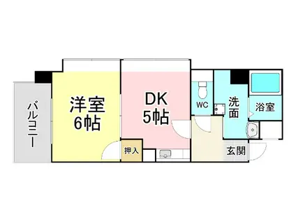 ハートピア鍛冶町(1DK/2階)の間取り写真