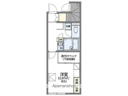 レオパレス おおせぎII(1K/1階)の間取り写真