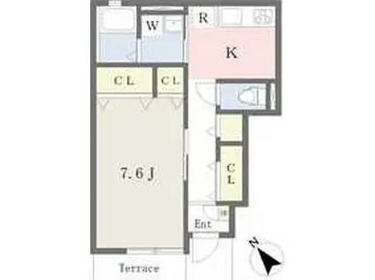 クレール ユニヴェール(1K/1階)の間取り写真