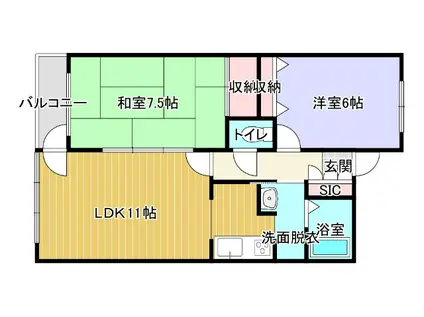 ベルエアーパレス滝川(2LDK/2階)の間取り写真