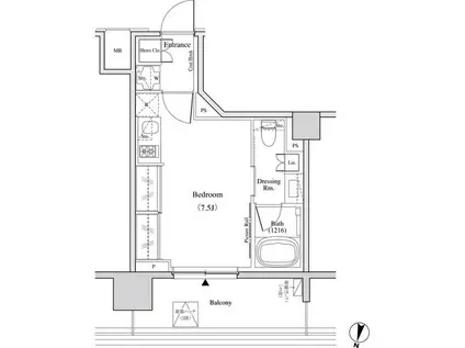 ザ・パークハビオ代々木(ワンルーム/3階)の間取り写真