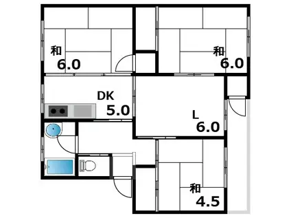 岡本ハイツ(3LDK/4階)の間取り写真
