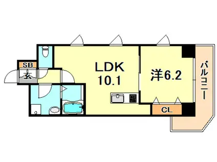シャロン灘(1LDK/4階)の間取り写真