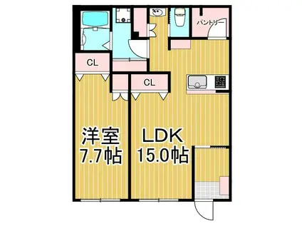 シュバーンII(1LDK/1階)の間取り写真