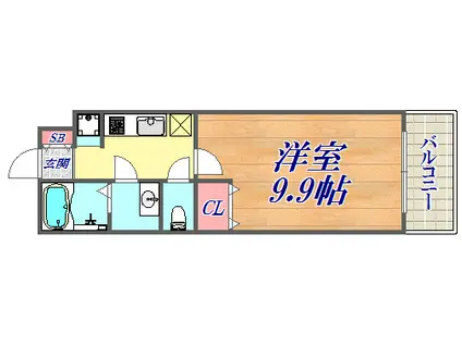 ハビテ兵庫駅南(1K/2階)の間取り写真