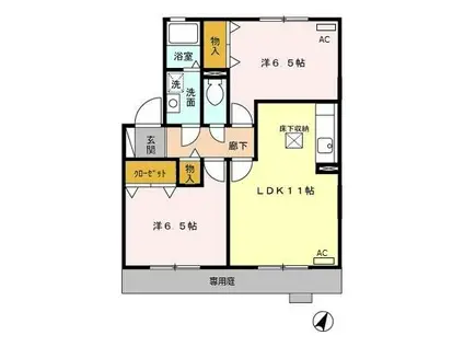 エバーグリーンA・B(2LDK/1階)の間取り写真