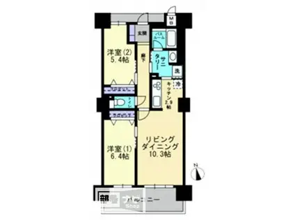 アルファステイツライオン館(2LDK/6階)の間取り写真