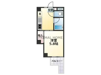 イーストガーデン(1K/4階)の間取り写真