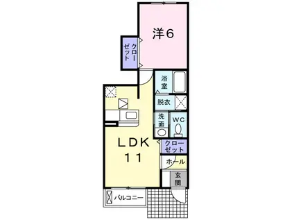 プラシードS(1LDK/1階)の間取り写真