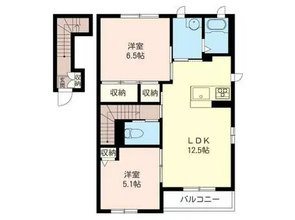 アイランド B棟(2LDK/2階)の間取り写真