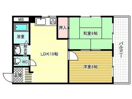 ヴィラーシュ藤井寺(2LDK/2階)の間取り写真