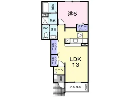 カン・カーロ II(1LDK/1階)の間取り写真