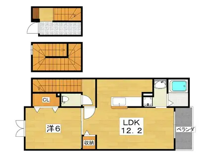 ジェルメ・メゾン(1LDK/3階)の間取り写真