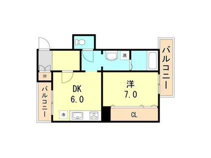 パラツェット下沢(1DK/2階)の間取り写真