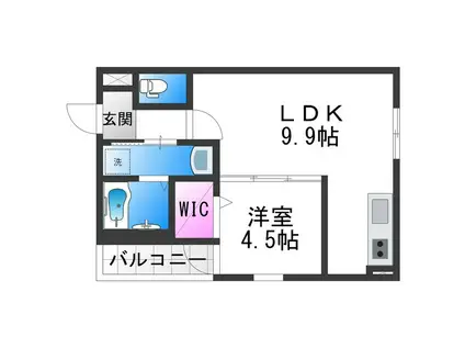 フジパレス遠里小野サウス(1LDK/1階)の間取り写真