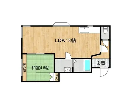 ヴェルニー御所ケ丘(1LDK/2階)の間取り写真