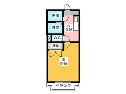 プロスパー初生(1K/1階)の間取り写真