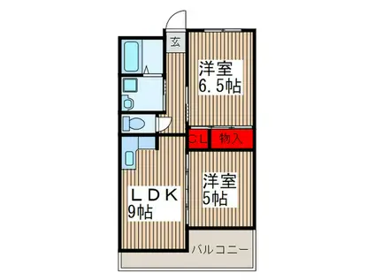 新田第5中島ハイツ(2LDK/1階)の間取り写真