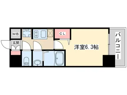 プレサンス新大阪イオリア(1K/9階)の間取り写真