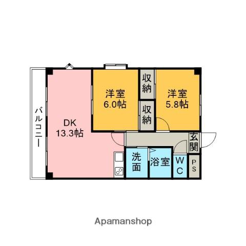 シャインMK(2LDK/4階)の間取り写真