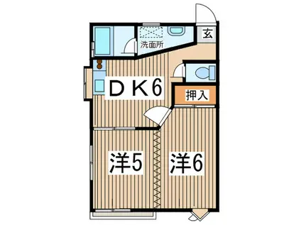 ステップワン(2DK/1階)の間取り写真