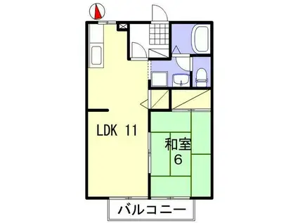 コスモハイツ(1LDK/2階)の間取り写真