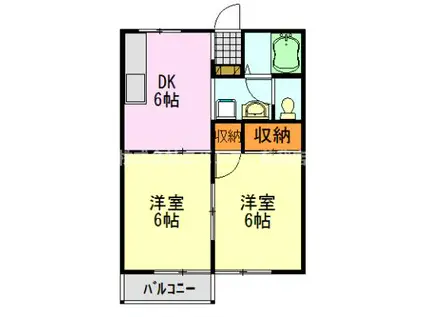 オーティアス2(2DK/2階)の間取り写真