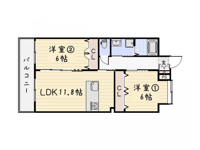 リード大手町(2LDK/10階)の間取り写真