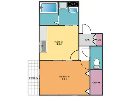 コリーヌ西参道(1K/2階)の間取り写真