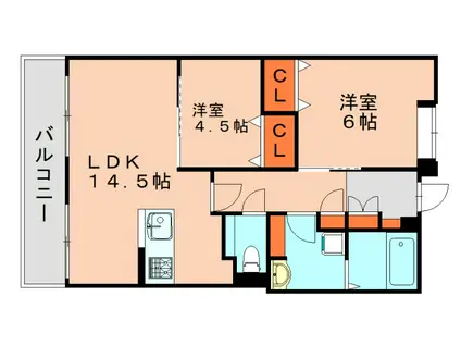 ルミエールIII(2LDK/3階)の間取り写真