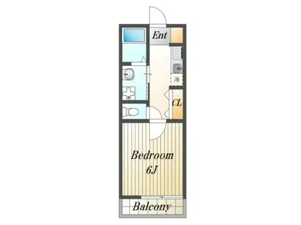 メゾンミユキII(1K/2階)の間取り写真