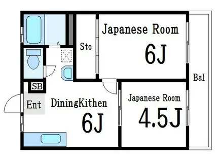 サンハイツ(2DK/2階)の間取り写真