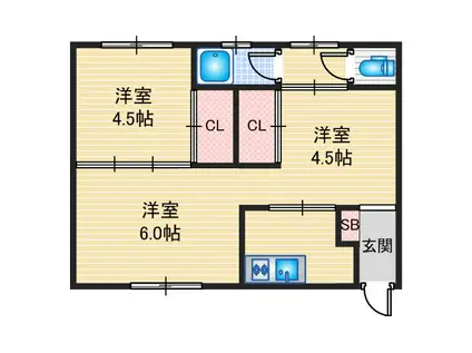 グリーンハイツ(2DK/1階)の間取り写真