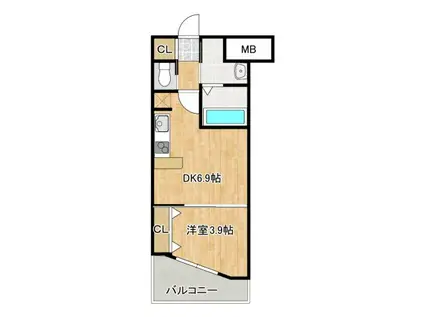 ギャランティー21博多 ORIENT BLD NO66(1K/10階)の間取り写真