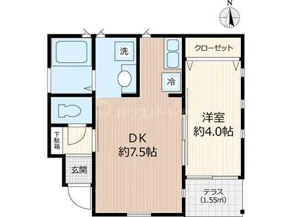 ルポ前原(1DK/1階)の間取り写真