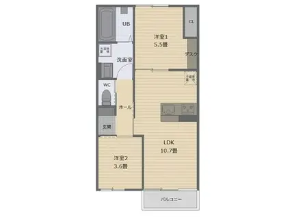 ビタミンテラス明石大久保(2LDK/3階)の間取り写真