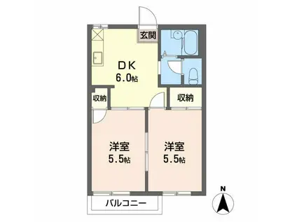 エスポワール刈宿(2DK/1階)の間取り写真