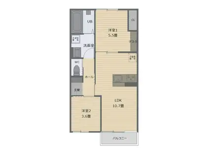 ビタミンテラス明石大久保(2LDK/3階)の間取り写真