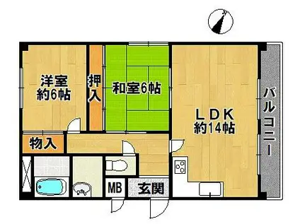 高田マンション(2LDK/2階)の間取り写真