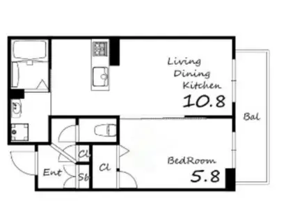 フェリーチェ・カーサ(1LDK/2階)の間取り写真