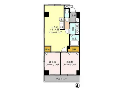 クレセント(2LDK/4階)の間取り写真