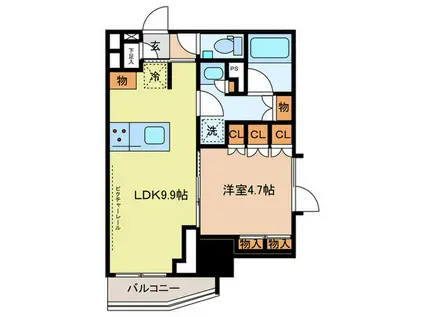 ザ・パークハビオ荏原中延駅前(1LDK/2階)の間取り写真