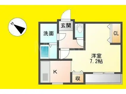 SHUNA台町(1K/2階)の間取り写真