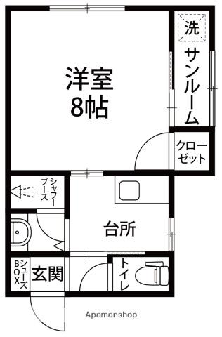 UNIBIANTESUEMACHI(1K/1階)の間取り写真