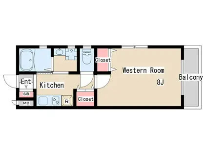 H.Cフラッツ月見山I(1K/1階)の間取り写真