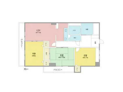 パールコートエルザ(3LDK/4階)の間取り写真