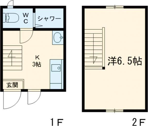 IKKA吉田B棟(1K/1階)の間取り写真