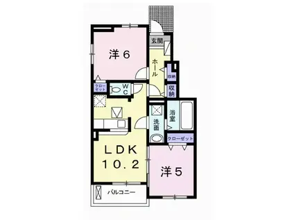 アドラブール・コートVI(2LDK/1階)の間取り写真