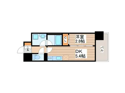 デュオフラッツ仙台木町通リネア(1DK/6階)の間取り写真